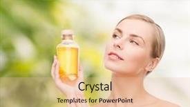  Presentation with spa concept - Presentation theme with concept - lovely woman with oil background and a lemonade colored foreground