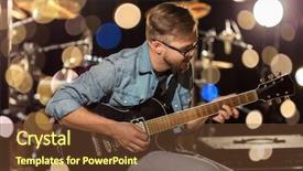  Presentation with music instruments - Colorful PPT theme enhanced with concept - male guitarist playing electric backdrop and a tawny brown colored foreground