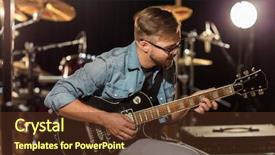 Presentation with music instruments - Slide set consisting of concept - male guitarist playing electric background and a tawny brown colored foreground