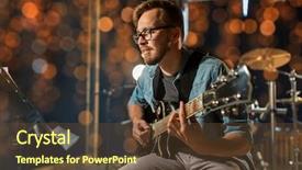  Presentation with music instruments - PPT theme with concept - male guitarist playing electric background and a tawny brown colored foreground