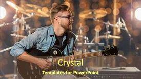  Presentation with studio lights - Slide set with concept - male guitarist playing electric background and a  colored foreground