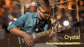  Presentation with studio lights - Amazing slide set having concept - male guitarist playing electric backdrop and a tawny brown colored foreground