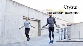  Presentation with woman sport - Cool new theme with concept - man and woman skipping backdrop and a white colored foreground