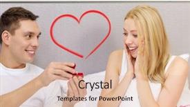  Presentation with commitment - Beautiful PPT layouts featuring concept - man givnig woman little backdrop and a  colored foreground