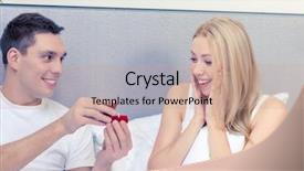  Presentation with commitment - PPT theme having concept - man givnig woman little background and a  colored foreground