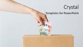  Presentation with investment money - PPT layouts consisting of concept - man putting euro money background and a light gray colored foreground