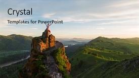  Presentation with mountain top - Slides with concept - man standing on top background and a light blue colored foreground