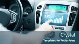  Presentation with control panel - Colorful presentation design enhanced with man using car control panel backdrop and a ocean colored foreground