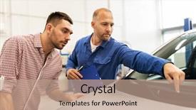  Presentation with windshield repair - PPT layouts consisting of concept - mechanic checking windshield wiper background and a coral colored foreground