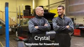  Presentation with mechanics - Beautiful PPT layouts featuring concept - mechanics or tire changer backdrop and a  colored foreground