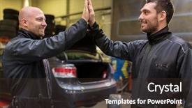  Presentation with auto repair - PPT layouts consisting of concept - mechanics or tire changer background and a  colored foreground