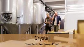  Presentation with craft beer - Slide deck consisting of concept - men with clipboard work background and a coral colored foreground