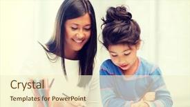 Presentation with family teens and children - Audience pleasing PPT layouts consisting of concept - mother and daughter drawing backdrop and a cream colored foreground