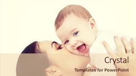  Presentation with happy baby - Audience pleasing slide deck consisting of concept - mother kissing her baby backdrop and a lemonade colored foreground