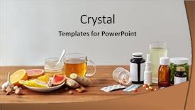  Presentation with traditional medicine medicine - Audience pleasing slides consisting of concept - natural and synthetic drug backdrop and a light gray colored foreground