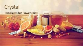  Presentation with traditional medicine medicine - Colorful slide deck enhanced with concept - natural and synthetic drug backdrop and a  colored foreground