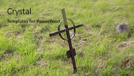  Presentation with celtic cross - Audience pleasing slides consisting of concept - old rusty grave cross backdrop and a yellow colored foreground