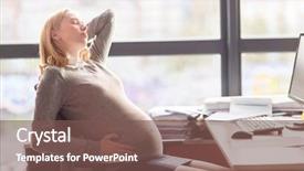  Presentation with pregnant - Presentation theme consisting of concept - pregnant businesswoman feeling sick background and a violet colored foreground