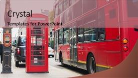 Presentation with telephone - Cool new presentation design with concept - red double decker bus backdrop and a coral colored foreground