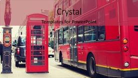  Presentation with red telephone - Beautiful presentation theme featuring concept - red double decker bus backdrop and a red colored foreground