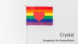  Presentation with rainbow flag - Theme having concept - red heart on rainbow background and a white colored foreground