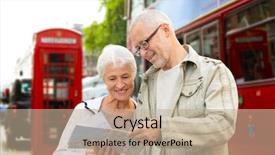  Presentation with family tourism - Presentation theme enhanced with concept - senior couple with map background and a mint green colored foreground