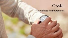  Presentation with outdoors - PPT theme featuring concept - senior man checking time background and a lemonade colored foreground