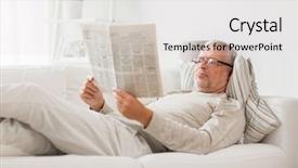  Presentation with mass media - Cool new PPT theme with concept - senior man reading newspaper backdrop and a light gray colored foreground