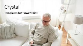  Presentation with iot agriculture technology concept man - Presentation theme enhanced with concept - senior man with tablet background and a white colored foreground