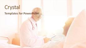  Presentation with health-care - Presentation theme consisting of concept - senior woman and doctor background and a  colored foreground