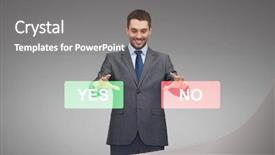  Presentation with choice - Slide deck enhanced with concept - smiling businessman with yes background and a gray colored foreground