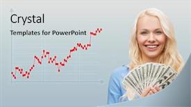  Presentation with forex - Theme featuring stock market graphs analysis dollars - business people and money concept background and a light gray colored foreground