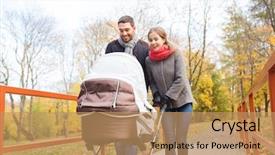  Presentation with family and home love concept - Colorful theme enhanced with concept - smiling couple with baby backdrop and a coral colored foreground