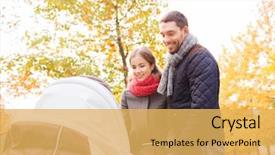  Presentation with adoption - Audience pleasing PPT layouts consisting of concept - smiling couple with baby backdrop and a  colored foreground