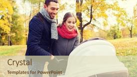  Presentation with season - Amazing slides having concept - smiling couple with baby backdrop and a soft green colored foreground