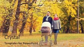  Presentation with season - PPT theme with concept - smiling couple with baby background and a yellow colored foreground