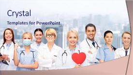  Presentation with healthcare - Beautiful presentation theme featuring nursing student - healthcare and medicine concept backdrop and a sky blue colored foreground