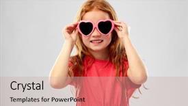  Presentation with red grey - Audience pleasing slide deck consisting of concept - smiling red haired preteen backdrop and a coral colored foreground