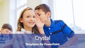  Presentation with school elementary - Beautiful slides featuring concept - smiling schoolboy whispering secret backdrop and a ocean colored foreground