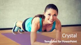  Presentation with woman sport - PPT layouts consisting of concept - smiling woman doing exercise background and a coral colored foreground