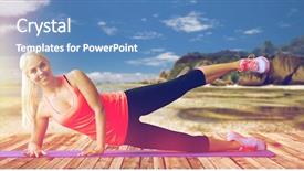  Presentation with elderly people exercise patient training - PPT theme having concept - smiling woman doing exercise background and a  colored foreground