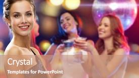  Presentation with holidays - Presentation theme with concept - smiling woman in evening background and a coral colored foreground