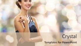  Presentation with glamour - Amazing slides having concept - smiling woman in evening backdrop and a lemonade colored foreground
