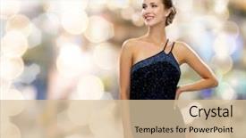  Presentation with golden lights - Presentation featuring concept - smiling woman in evening background and a lemonade colored foreground