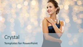  Presentation with glamour - Slide deck enhanced with concept - smiling woman in evening background and a  colored foreground
