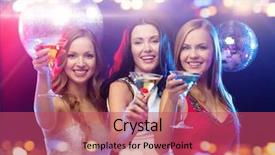  Presentation with bachelorette - Presentation design consisting of concept - smiling women with cocktail background and a  colored foreground