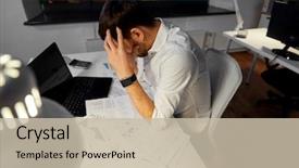  Presentation with stress - Audience pleasing theme consisting of concept - stressed businessman with paper backdrop and a mint green colored foreground