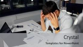  Presentation with stress - Cool new PPT layouts with concept - stressed businessman with paper backdrop and a light gray colored foreground