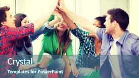  Presentation with diverse high school students - Presentation theme consisting of concept - students giving high five background and a ocean colored foreground