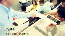  Presentation with lecture hall - Presentation design consisting of concept - teacher giving exam test background and a soft green colored foreground